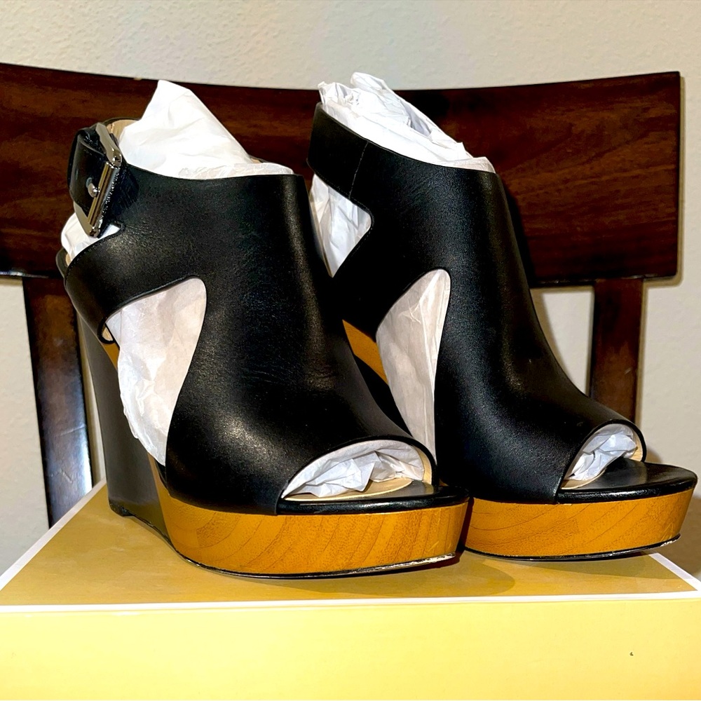 Michael Kors Josephine Wedge Leather Sandals